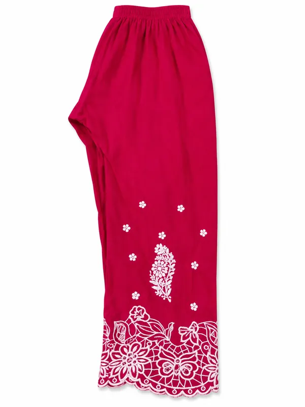 Magenta_Embroidered_Palazzo_Pants_for_Women