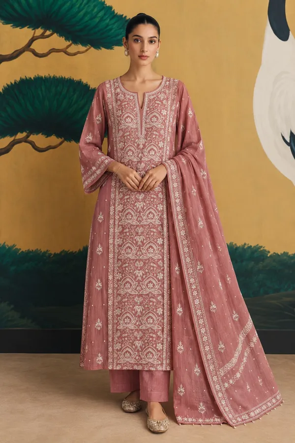Rose_Pink_Embroidered_Kurta_Pant_Dupatta_Set_For_Women