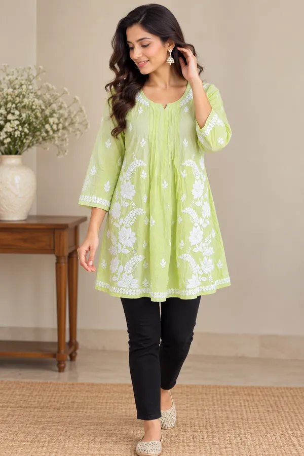 Green_Embroidered_Flared_Kurta_For_Women