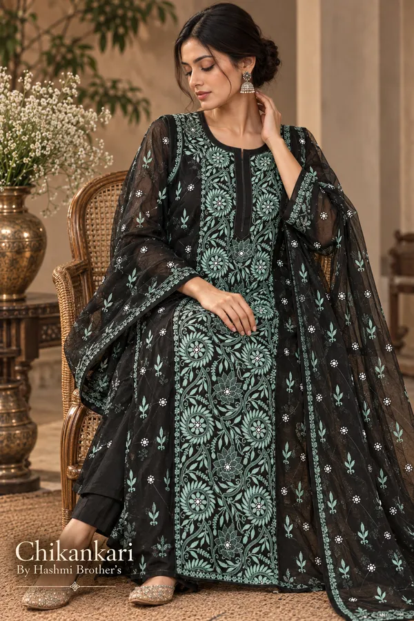 Black_Embroidered_Straight_Kurta_Set_for_Women