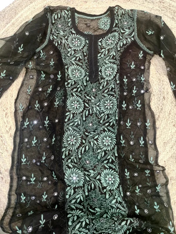 Black_Chikankari_Embroidered_Kurta_With_Dupatta_For_Women