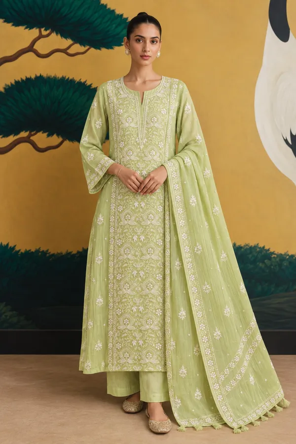 Green_Embroidered_Straight_Kurta_Set_For_Women