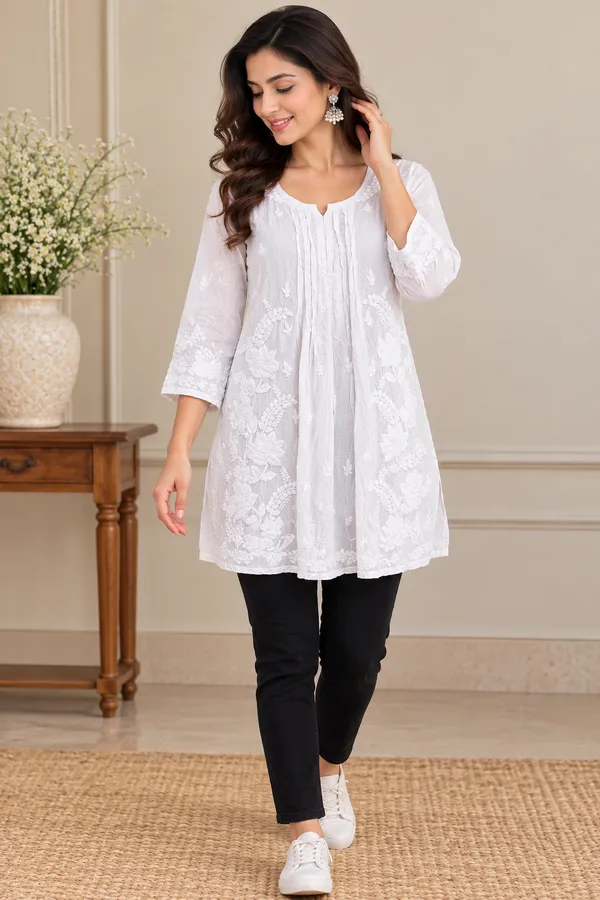 White_Embroidered_Flared_Kurta_for_Women