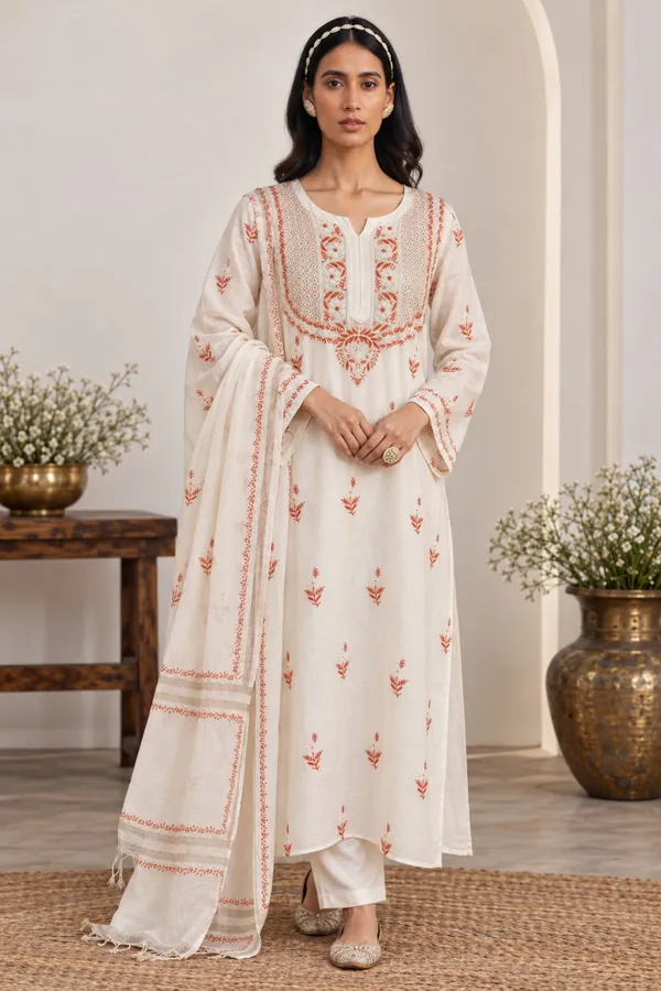 Cream_Embroidered_Straight_Kurta_Set_For_Women