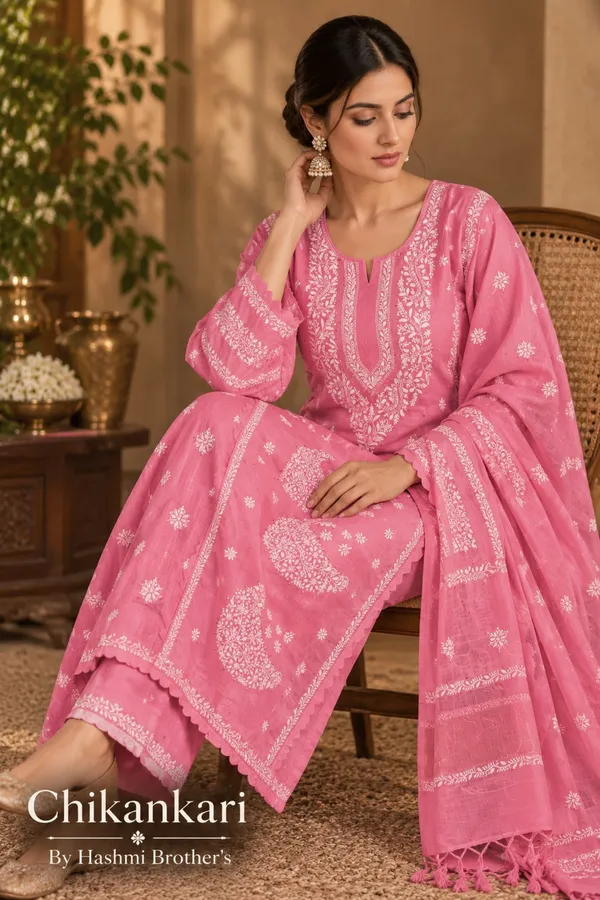 Pink_Chikankari_Embroidered_Suit_Set_For_Women