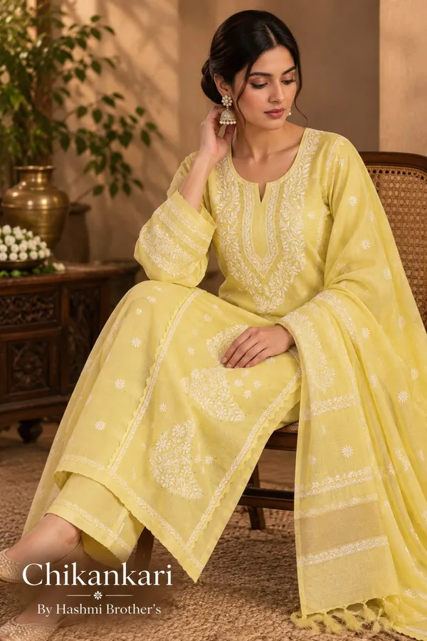Yellow_Chikankari_Kurta_Set_For_Women
