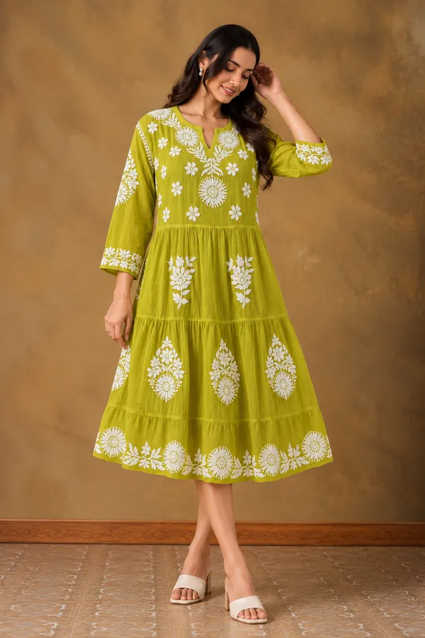 Green_Floral_Tiered_Dress_for_Women