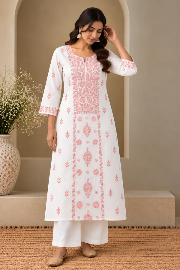 White_Printed_Straight_Kurta_Set_For_Women