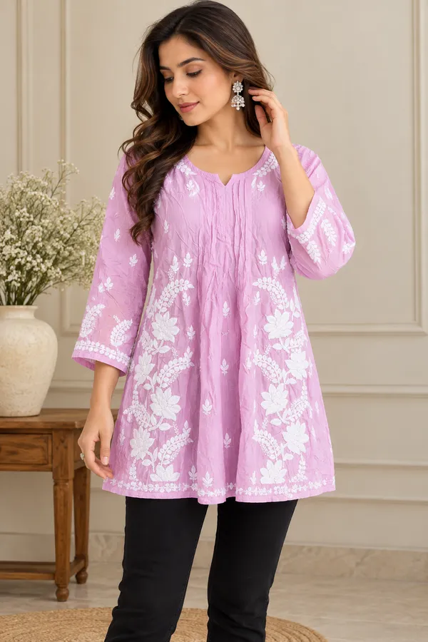 Pink_Floral_A-Line_Kurti_for_Women