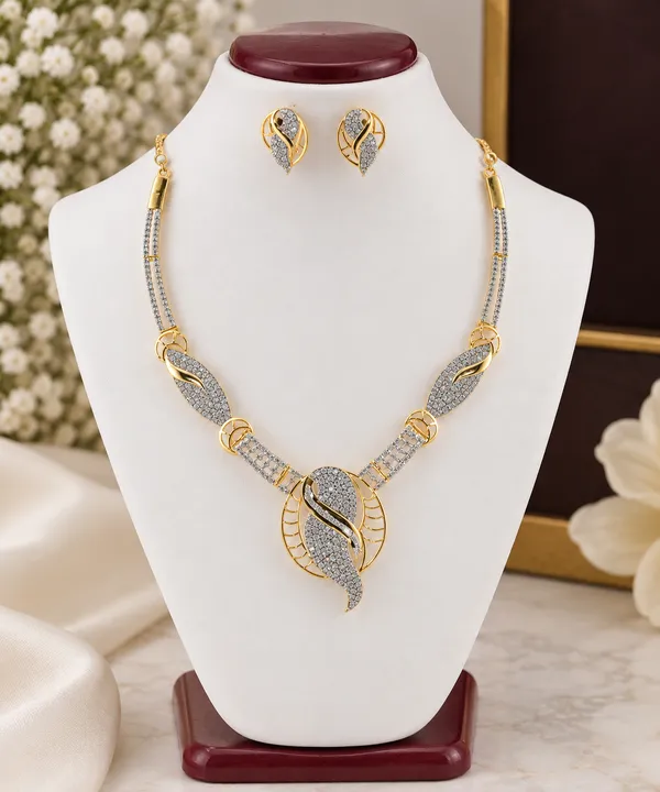 Gold_Tone_Leaf_Design_Necklace_Set_for_Women