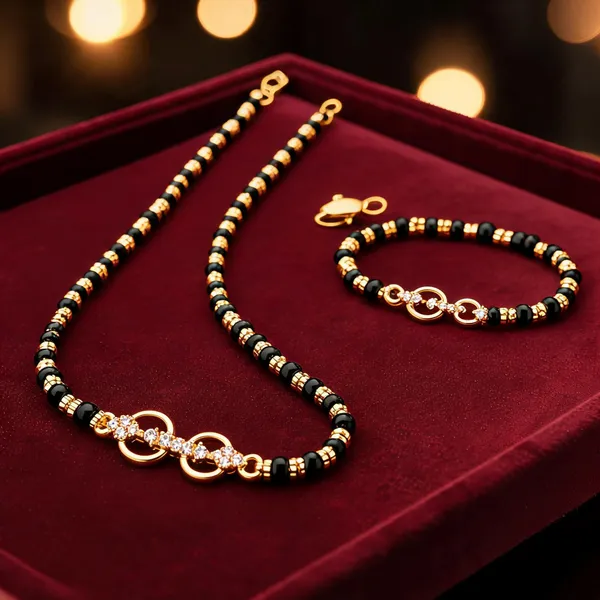 Gold_And_Black_Alloy_Beaded_Mangalsutra_Necklace_And_Bracelet_Set