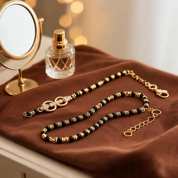 Gold_And_Black_Alloy_Beaded_Mangalsutra_Necklace_And_Bracelet_Set