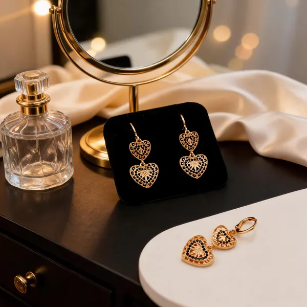 Black_And_Gold_Alloy_Heart_Drop_Earrings_For_Women