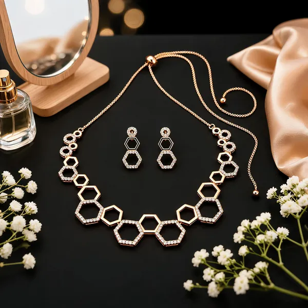 Gold_Alloy_Geometric_Hexagonal_Stone_Necklace_And_Earring_Set_For_Women