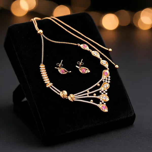 Gold_Alloy_Pink_Stone_Leaf_Motif_Necklace_Set_For_Women