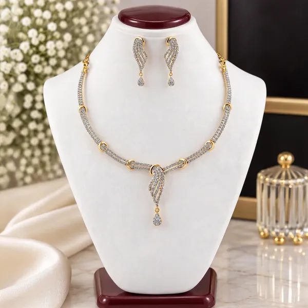 Gold_Alloy_Crystal_Drop_Pendant_Necklace_And_Earring_Set_For_Women