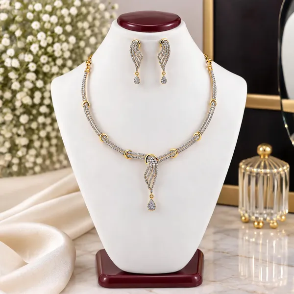 Gold_Alloy_Crystal_Drop_Pendant_Necklace_And_Earring_Set_For_Women