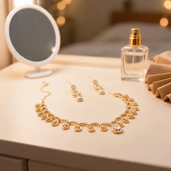 Gold_Alloy_Teardrop_Stone_Necklace_Set_For_Women