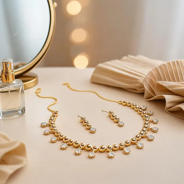 Silver_Alloy_Crystal_Floral_Charm_Necklace_And_Earring_Set_For_Women