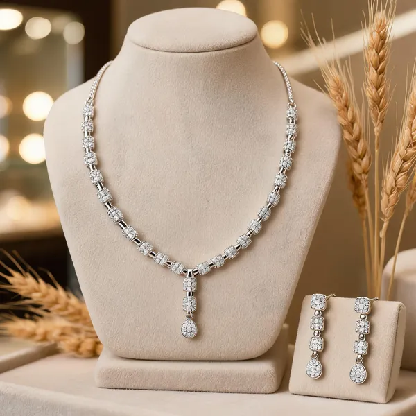 Silver_Alloy_Rhinestone_Necklace_And_Earring_Set_For_Women