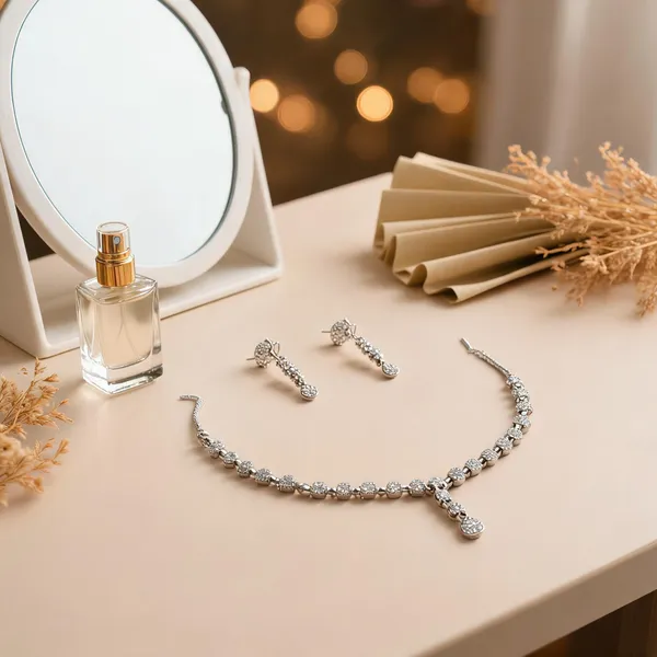Silver_Alloy_Rhinestone_Necklace_And_Earring_Set_For_Women