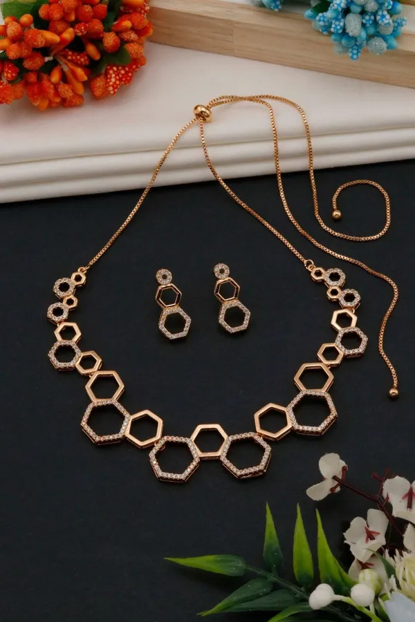 Gold_Tone_Geometric_Necklace_And_Earrings_Set_for_Women