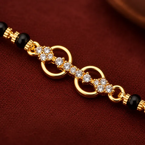 Gold_Tone_Black_Beaded_Mangalsutra_Necklace_And_Bracelet_Set