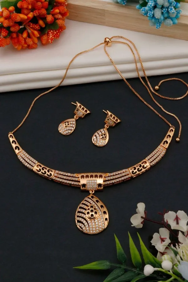 Gold_Tone_Crystal_Necklace_And_Earrings_Set_For_Women