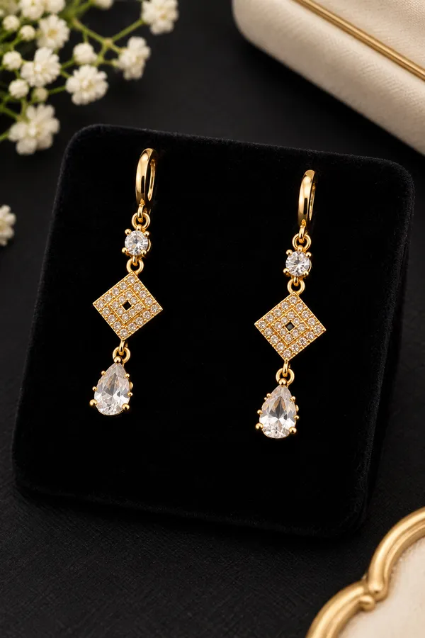 Gold_Tone_Embellished_Drop_Earrings_for_Women