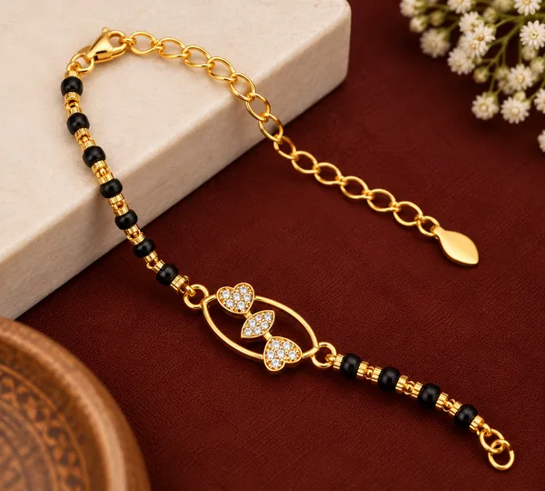 Gold_Tone_Black_Beaded_Bracelet_for_Women