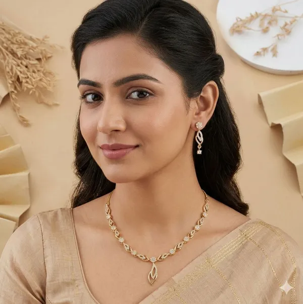 Gold-Toned_Stone_Necklace_And_Earrings_Set_for_Women