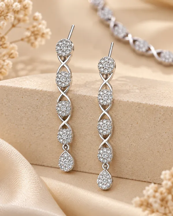 Silver-Tone_Embellished_Necklace_And_Earrings_Set_for_Women