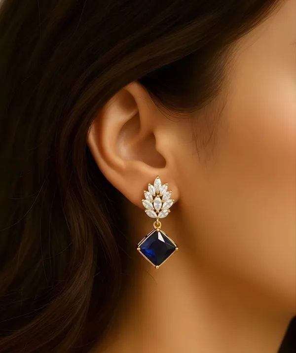 Blue_Stone_Floral_Drop_Earrings_for_Women