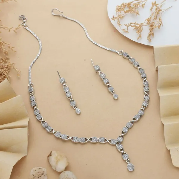 Silver-Tone_Embellished_Necklace_And_Earrings_Set_for_Women