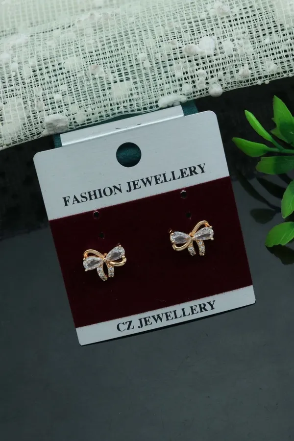 Gold_Tone_CZ_Bow_Stud_Earrings_for_Women