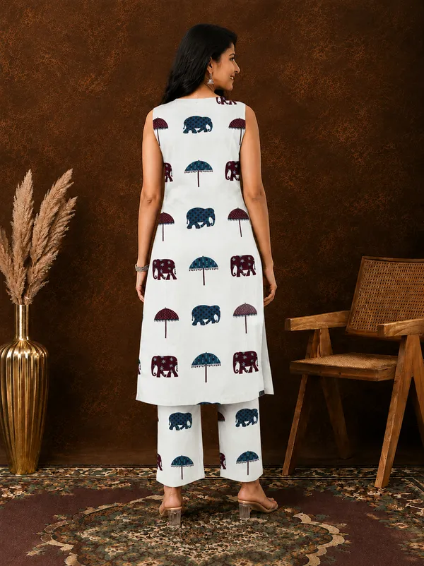 White_Printed_Sleeveless_Kurta_Palazzo_Set_For_Women