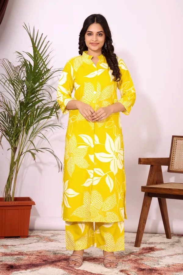Yellow_Floral_Print_Kurta_Set_for_Women