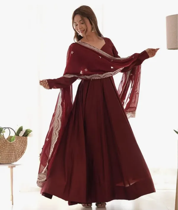 Maroon_Anarkali_Dress_With_Dupatta_for_Women