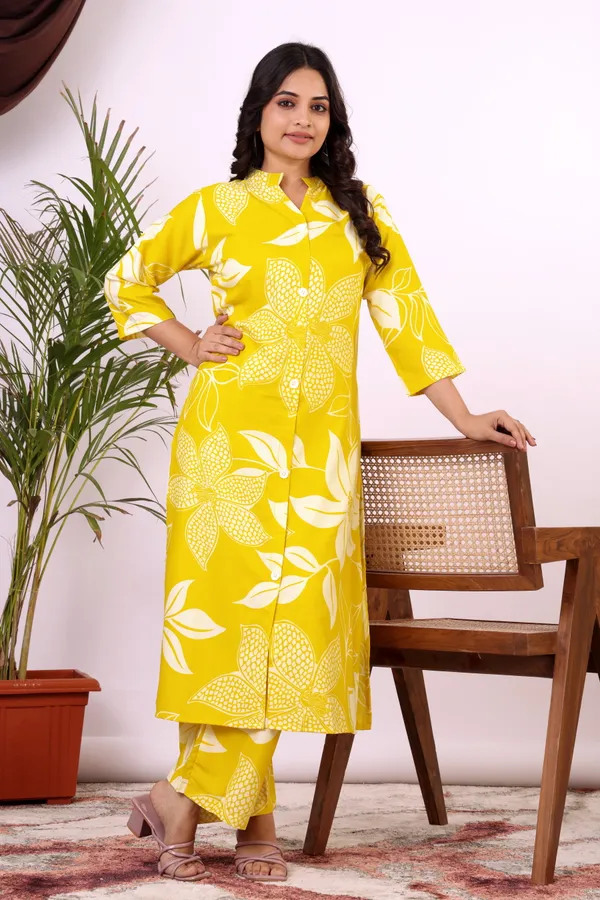 Yellow_Floral_Print_Kurta_Set_for_Women
