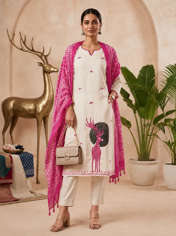 Cream_Printed_Straight_Kurta_Set_With_Dupatta_For_Women