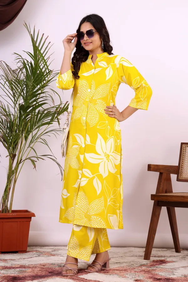 Yellow_Floral_Print_Kurta_Set_for_Women