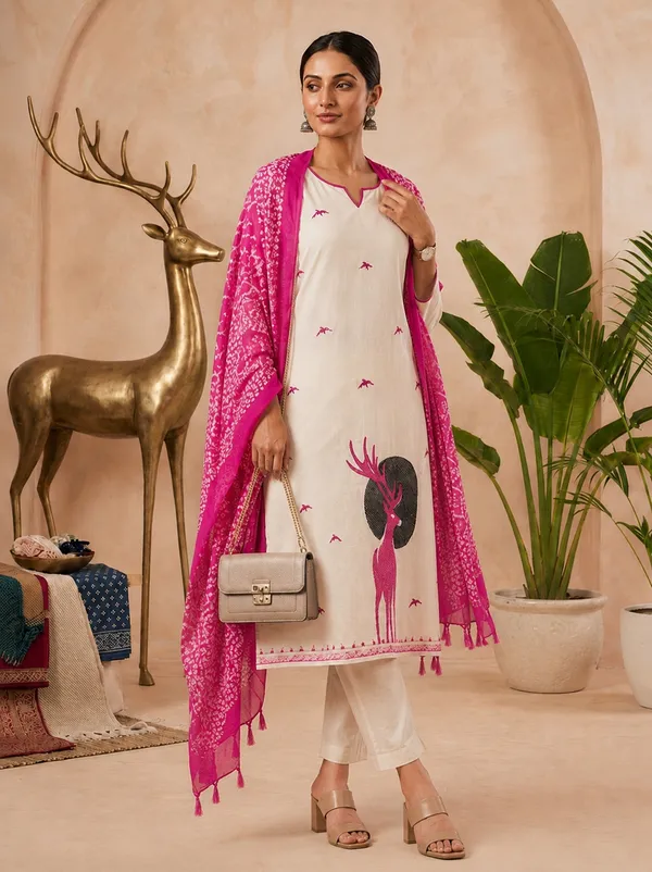 Cream_Printed_Straight_Kurta_Set_With_Dupatta_For_Women