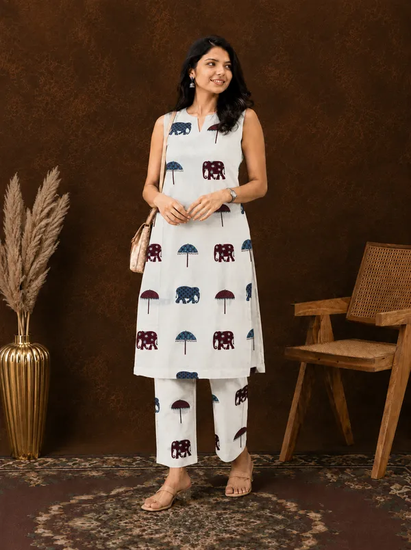 White_Printed_Sleeveless_Kurta_Palazzo_Set_For_Women