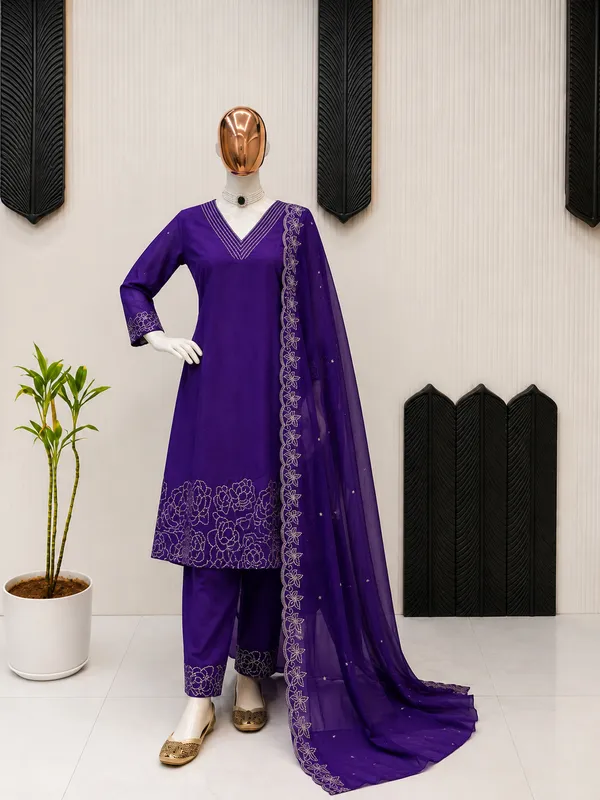 Purple_Embroidered_Straight_Kurta_Set_For_Women
