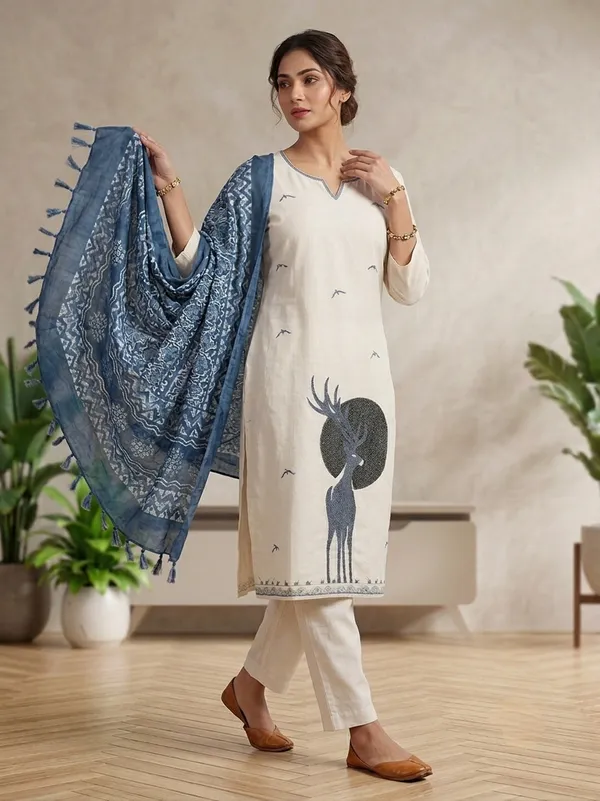 Cream_Printed_Kurta_Pant_Set_With_Dupatta_For_Women