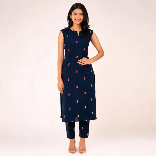 Navy_Cotton_Blend_Sleeveless_Straight_Kurta_Set_For_Women