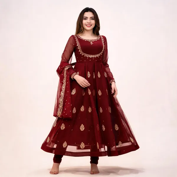 Maroon_Georgette_Embroidered_Flared_Anarkali_Suit_For_Women