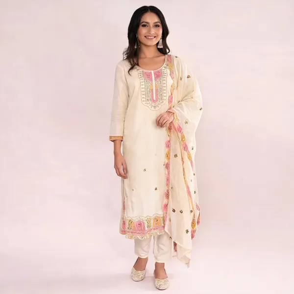 Cream_Chanderi_Cotton_Embroidered_Straight_Kurta_Set_For_Women
