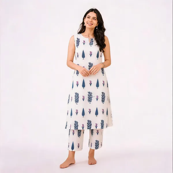 White_Cotton_Blend_Sleeveless_Straight_Kurta_Palazzo_Set_For_Women