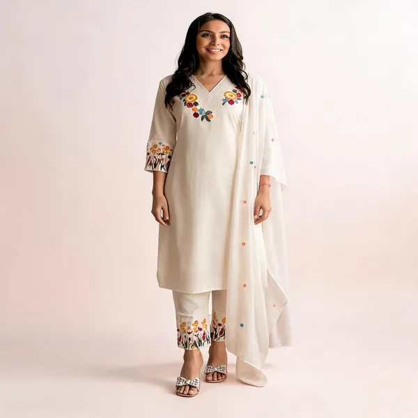 White_Chanderi_Cotton_Embroidered_Straight_Kurta_Set_For_Women